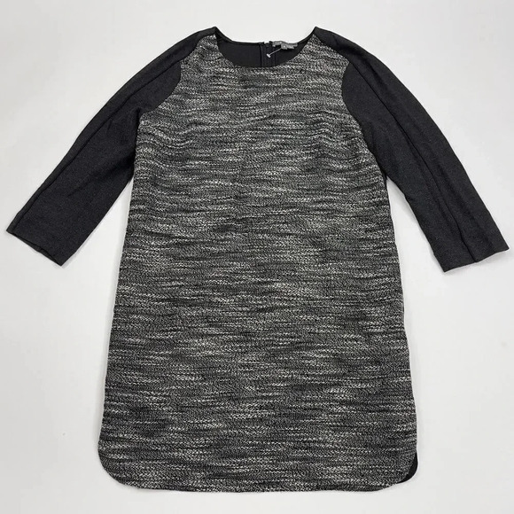 Vince Tweed Black White Gray Shift Dress